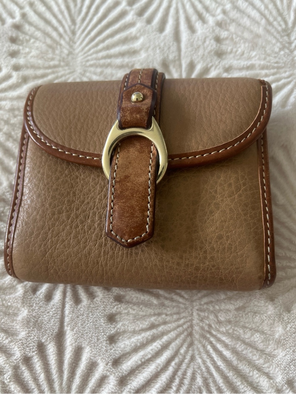 Dooney & Bourke Classic Brown Leather Women's Wallet with Buckle Accent